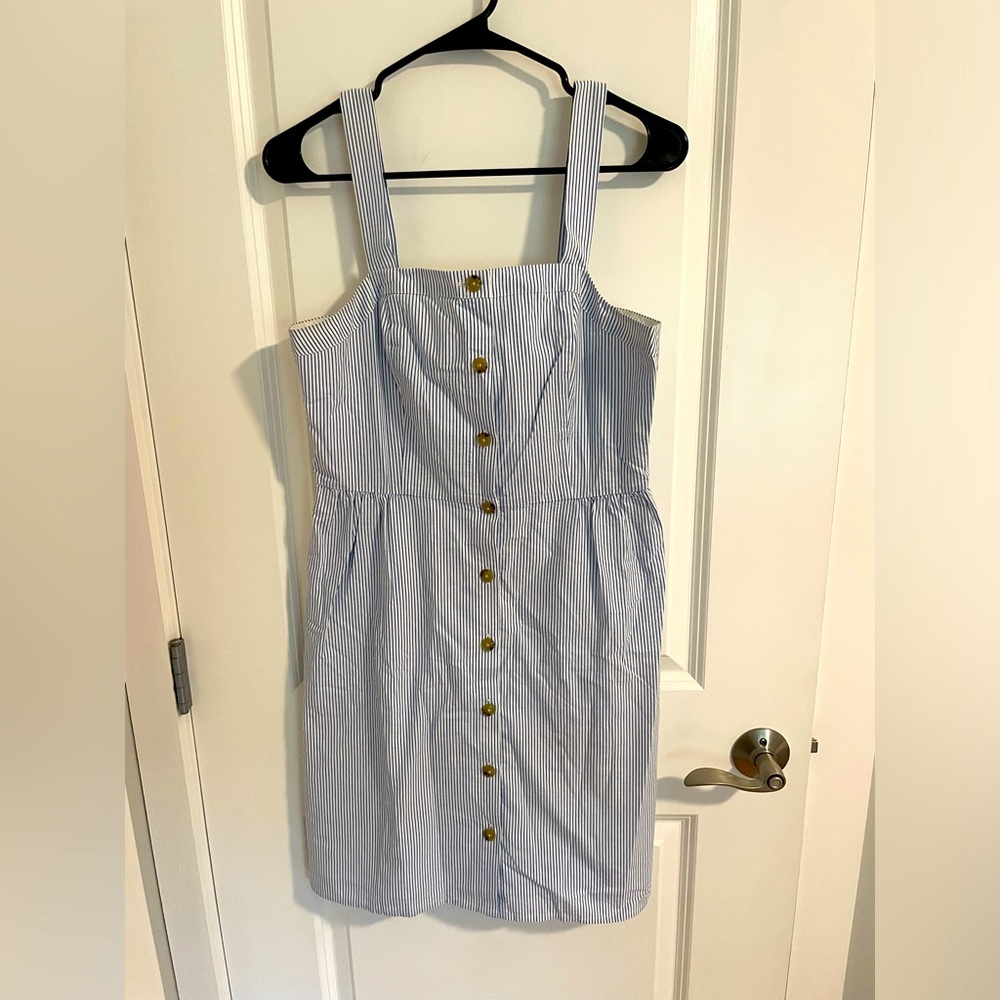 J. Crew Blue and White Striped Dress